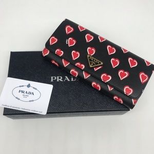 New Authentic Prada Saffiano Leather Heart Wallet